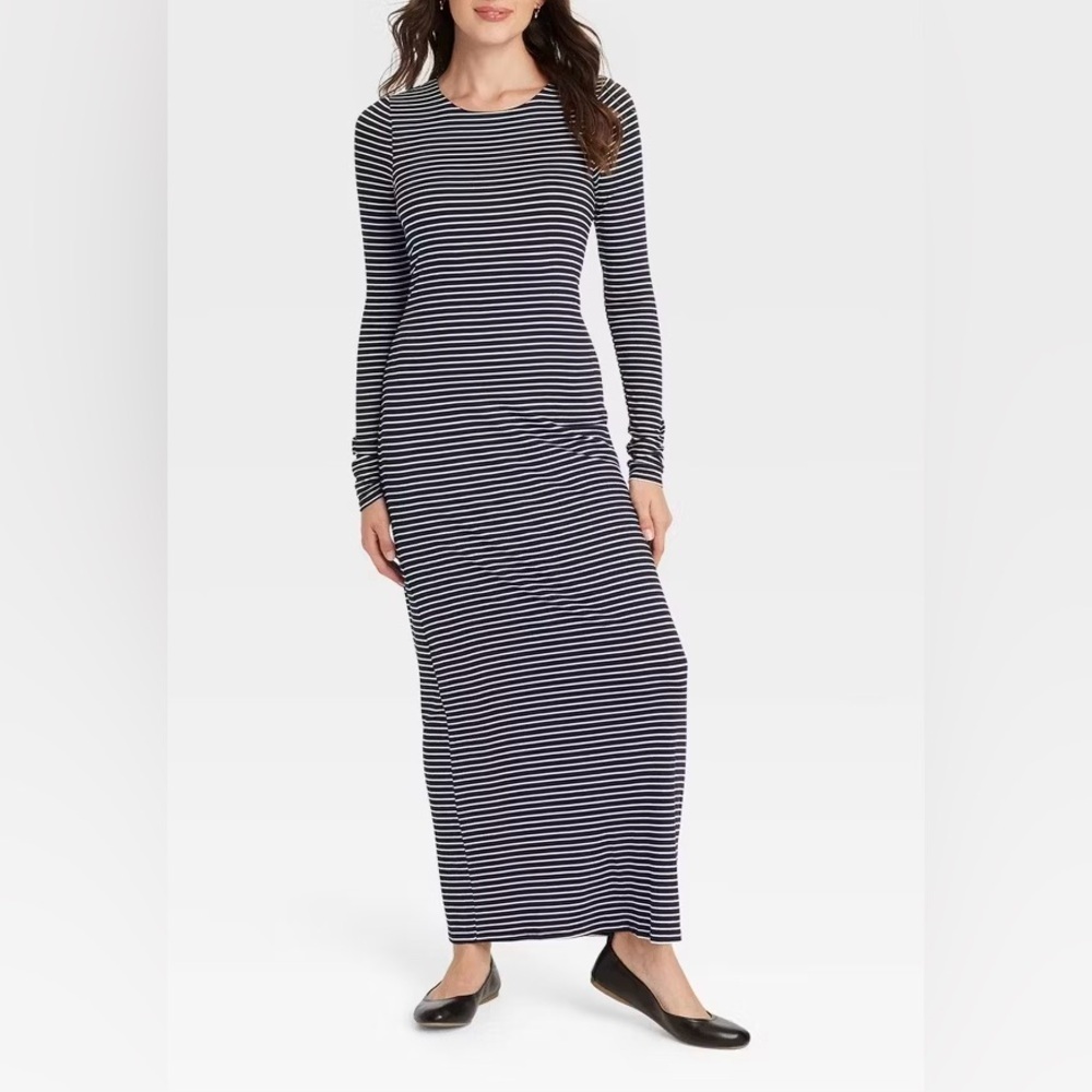 Universal Thread striped Dark Navy Knit Maxi Dress - Picture 1 of 6